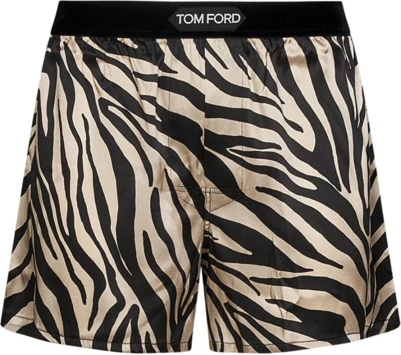 Tom Ford Beige Ondergoed met Zebra Print en Logo Tailleband Beige Heren