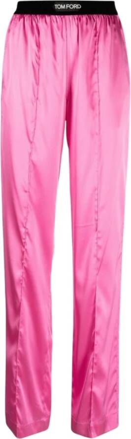 Tom Ford Roze zijden rechte broek Pink Dames
