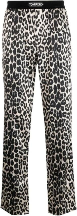 Tom Ford Leopard Print Silk Pajama Trousers Multicolor Heren