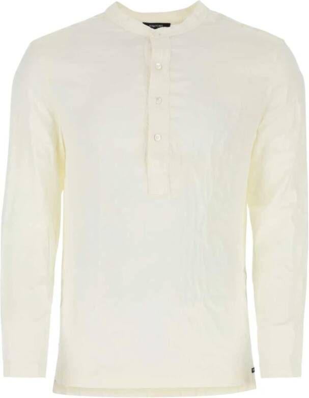 Tom Ford Stretch Satijn Witte Pyjama Shirt Wit Heren