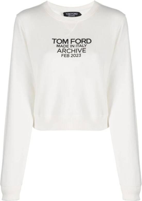Tom Ford Logo-Print Katoenen Sweatshirt White Dames