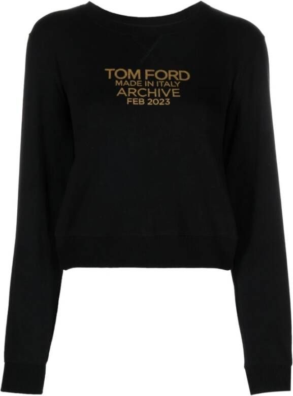 Tom Ford Logo-Print Katoenen Sweatshirt Black Dames