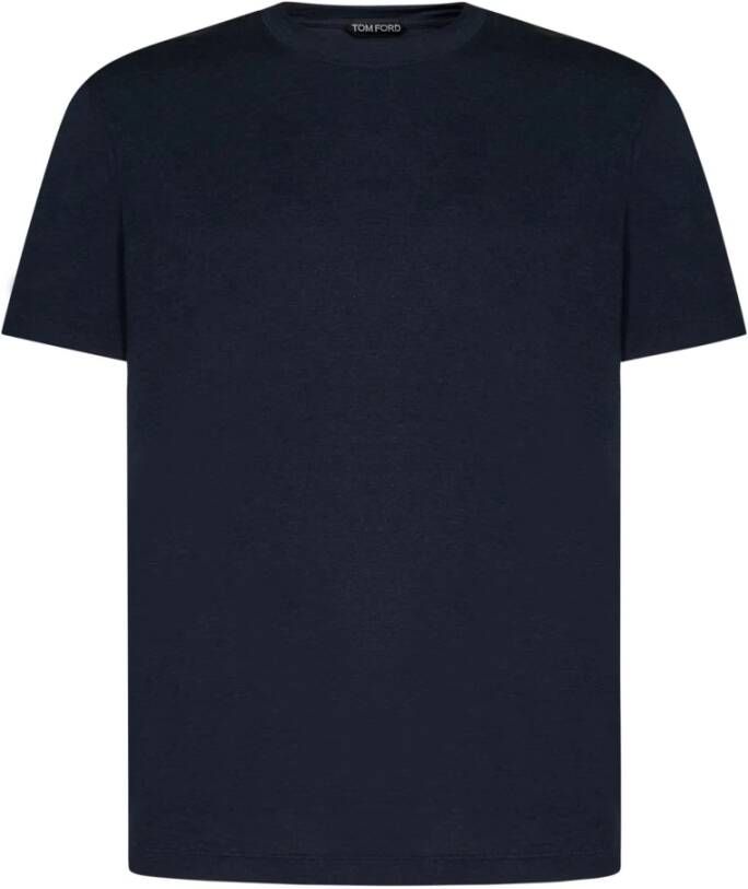 Tom Ford Blauw T-shirt met korte mouwen en katoen-lyocell mix Blauw Heren