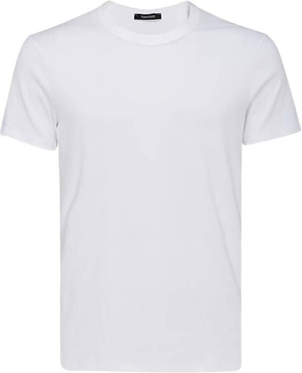 Tom Ford Stretch Katoenen Ronde Hals T-shirt White Heren