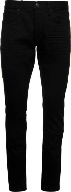 Tom Ford Zwarte Slim Fit Jeans met Bedekte Voorsluiting Black Heren