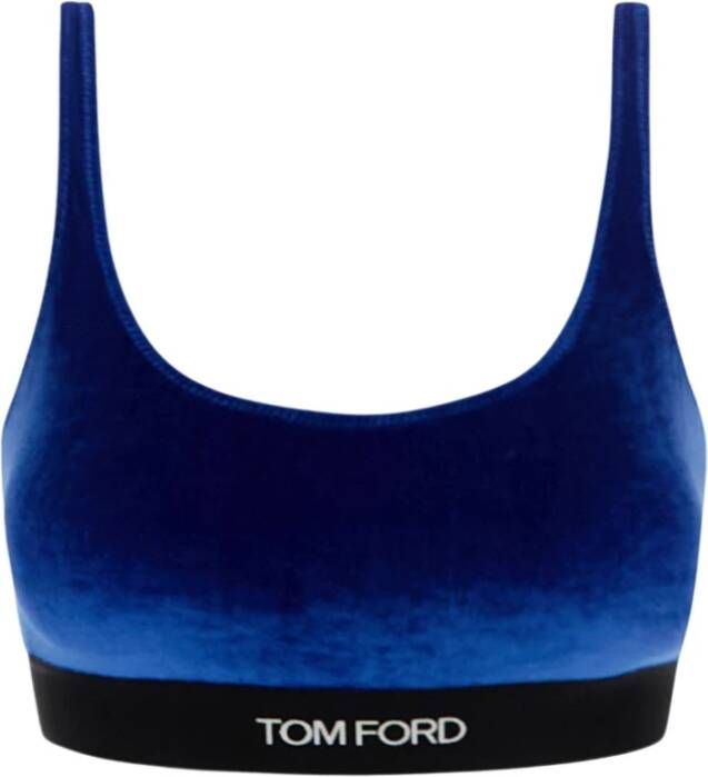 Tom Ford Velvet Logo Bralette Blauw Dames