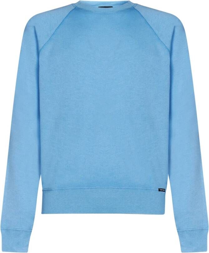 Tom Ford Vintage Melange Katoenmix Sweatshirt Blauw Heren