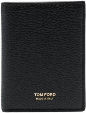 Tom Ford T Line Kaarthouder met Goudkleurige Logo Print Black Heren