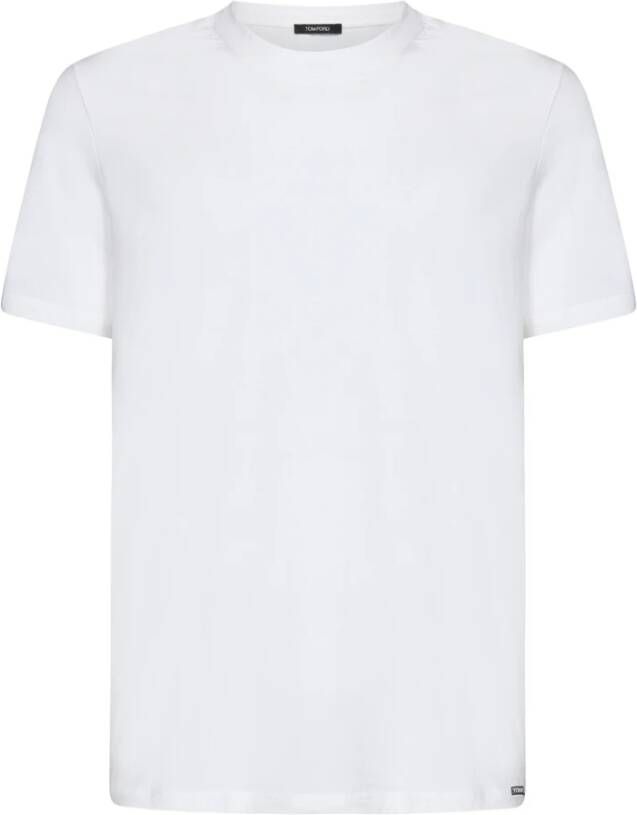 Tom Ford Wit Geribbeld Crewneck T-Shirt voor Heren White Heren