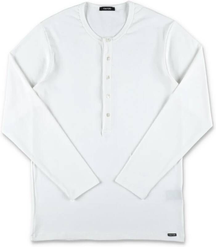 Tom Ford Witte Aw23 Heren Polo Shirt met Lange Mouwen White Heren