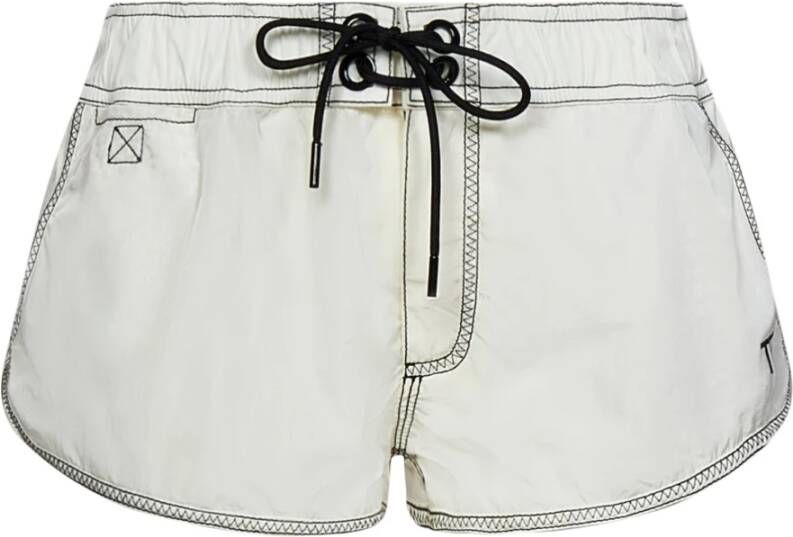 Tom Ford Witte shorts met verstelbaar trekkoord en logo print White Dames