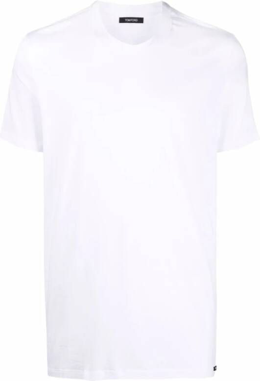 Tom Ford Wit Geribbeld Crewneck T-Shirt voor Heren White Heren