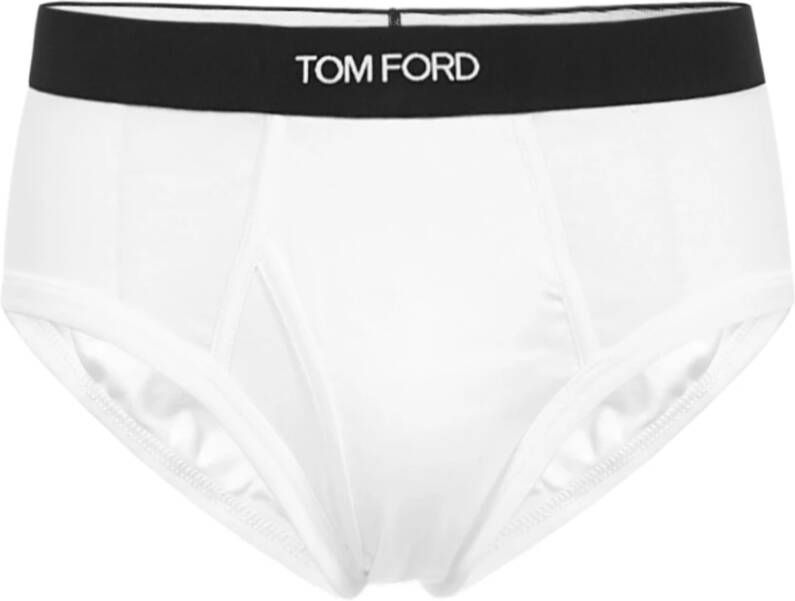 Tom Ford Witte Stretch Katoenen Jersey Bottoms White Heren