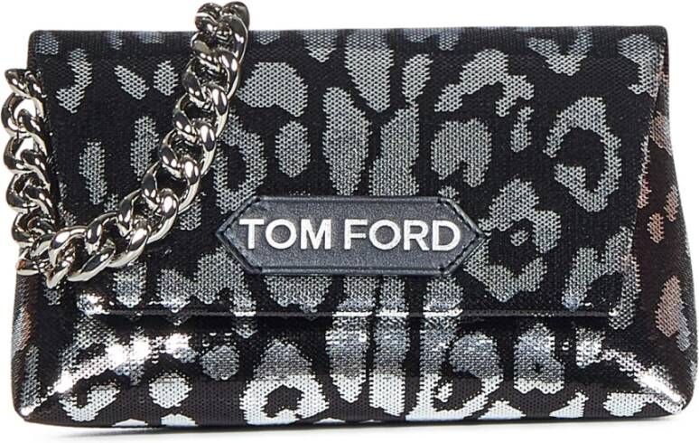 Tom Ford Zilveren Paillet Luipaardprint Tas Grijs Dames