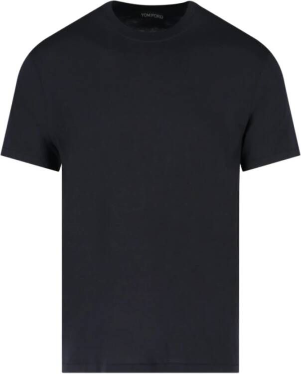 Tom Ford Zwarte Lyocell T-shirt Korte Mouwen Ronde Hals Black Heren