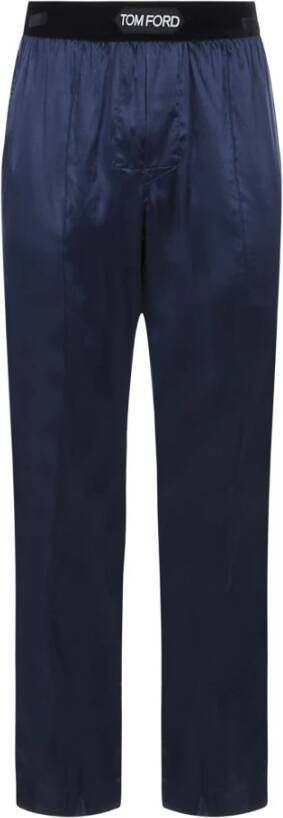 Tom Ford Zwarte fluwelen broek met elastische tailleband Blauw Heren