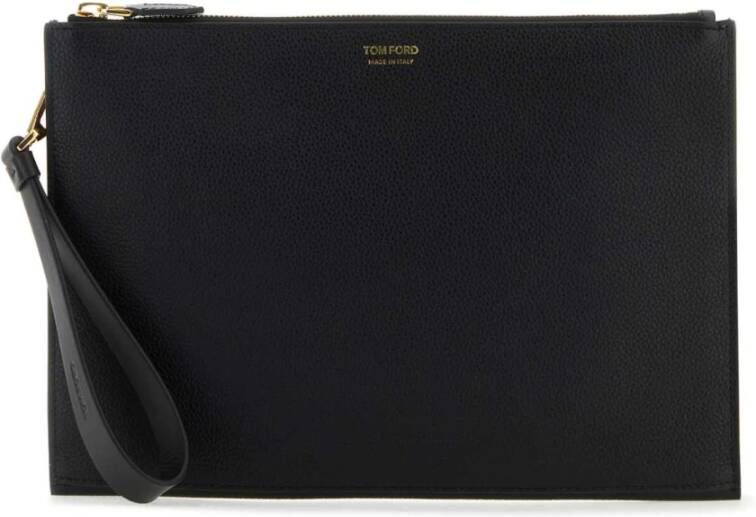 Tom Ford Zwarte leren clutch 31cm x 21cm Zwart Heren