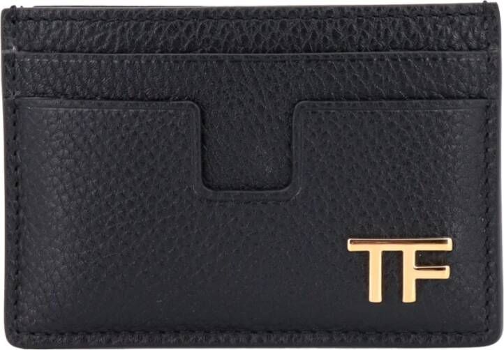 Tom Ford Zwarte Leren Kaarthouder Aw23 Zwart Heren