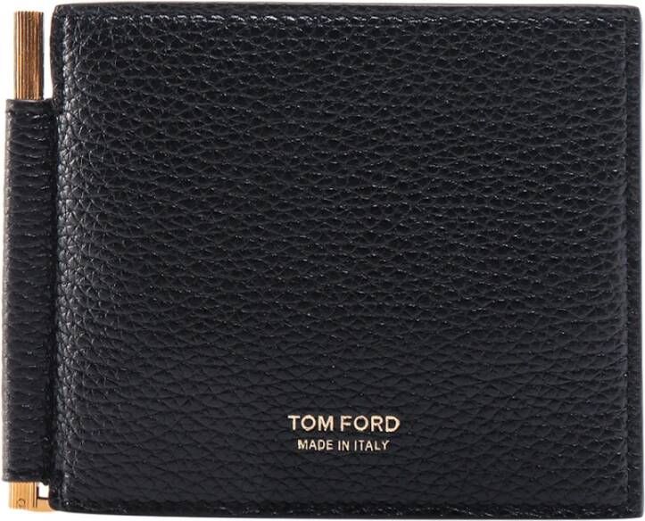 Tom Ford Zwarte Leren Kaarthouder Heren Accessoires Portemonnees Aw23 Zwart Heren