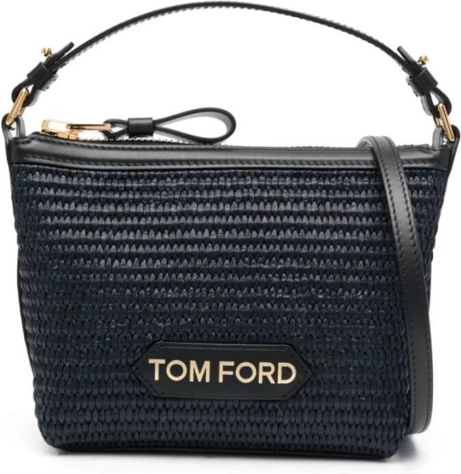 Tom Ford Zwarte Leren Mini Tas met Logo Details Zwart Dames
