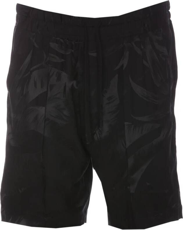Tom Ford Zwarte shorts met bladprint Zwart Heren