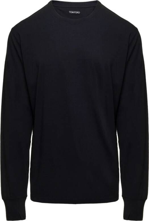 Tom Ford Zwarte Sweatshirt van Katoenmix met TF Logo Borduursel Zwart Heren