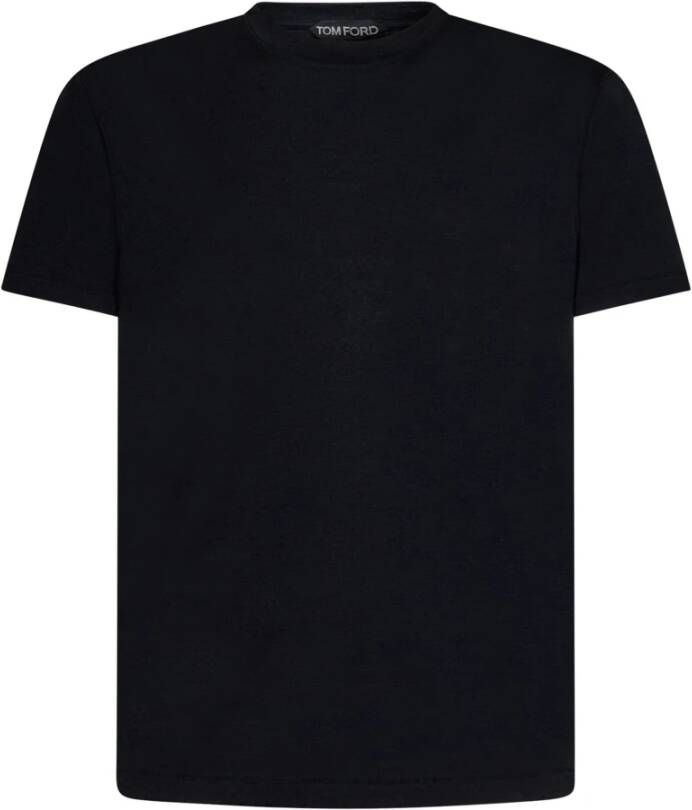 Tom Ford Zwarte Lyocell T-shirt Korte Mouwen Ronde Hals Black Heren