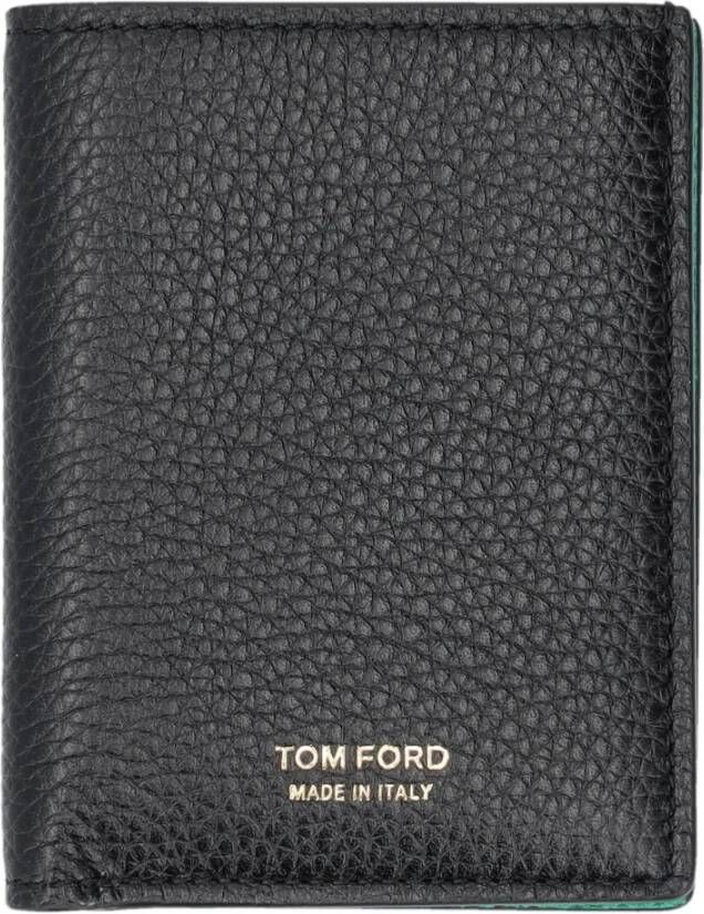 Tom Ford Zwarte Groene Aw23 Heren Leren Kaarthouder Zwart Heren