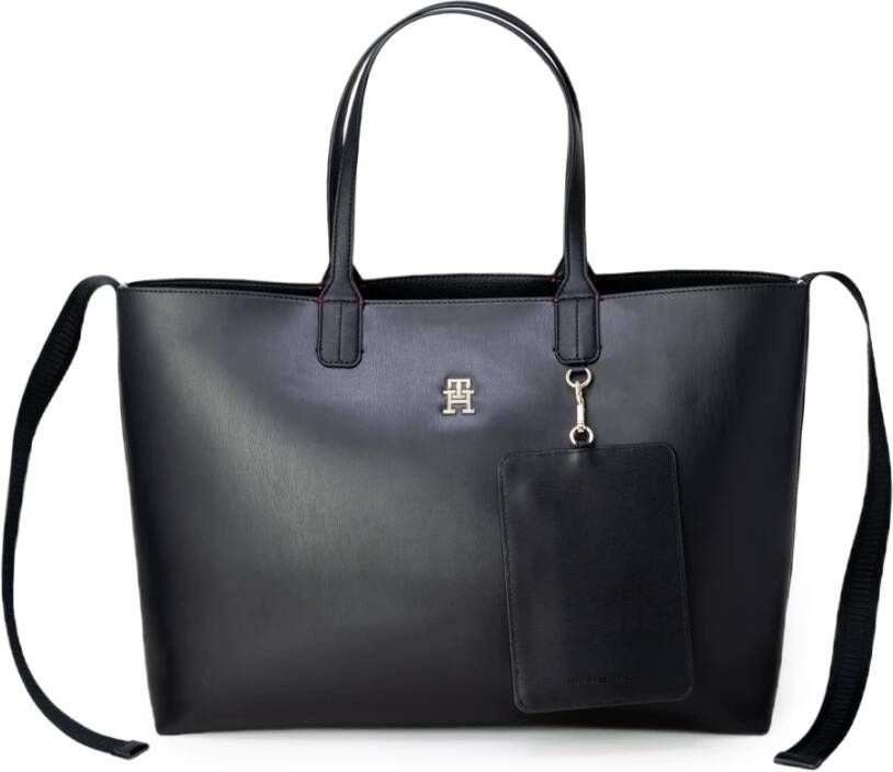 Tommy Hilfiger Zwarte polyethyleen handtas met schouderbanden Black Dames