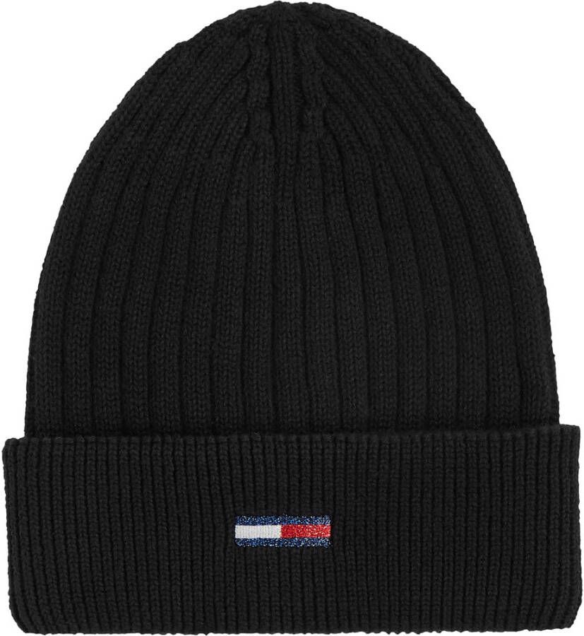 Tommy Jeans Beanie met labelstitching model 'TJW FLAG BEANIE'
