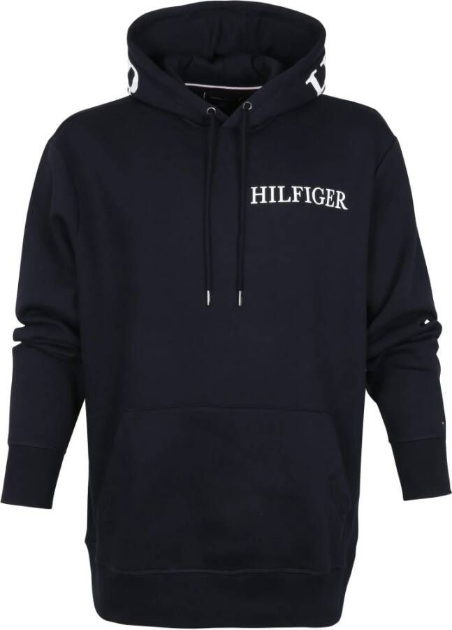 Tommy Hilfiger Big and Tall Hoodie Logo Donkerblaw Blauw Heren