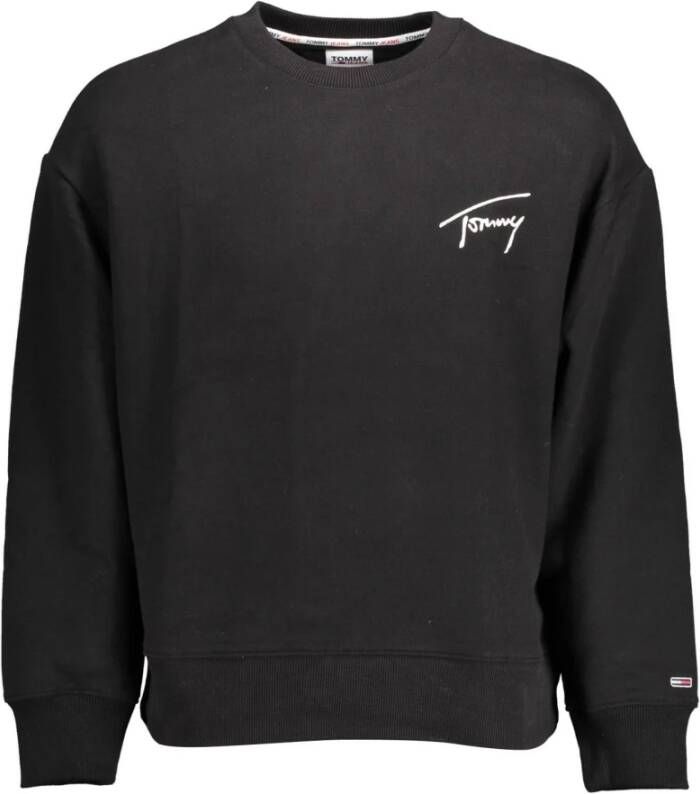 Tommy Hilfiger Black Cotton Sweater Zwart Heren