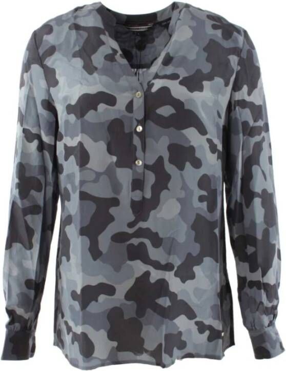 Tommy Hilfiger Blauwe Zijden Blouse met Lange Mouwen Blue Dames