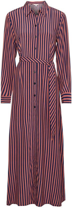 Tommy Hilfiger gestreepte maxi blousejurk rood donkerblauw - Foto 3