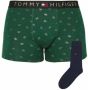 TOMMY HILFIGER UNDERWEAR Tommy Hilfiger Heren Boxershorts Trunk + Sock Set Donkergroen - Thumbnail 2