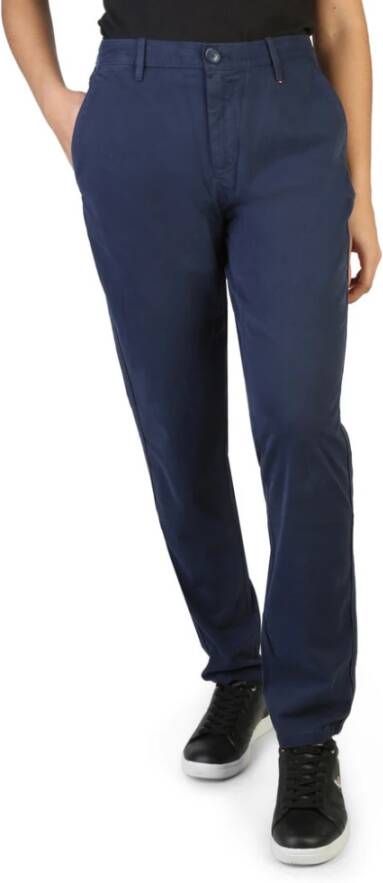 Tommy Hilfiger Katoenen broek met logo-detail voor dames Blue Dames