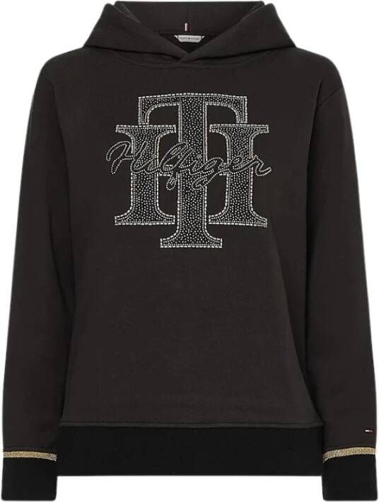 Tommy Hilfiger Sweatshirt REGULAR TH CRYSTAL HOODIE met glinsterend logo opschrift