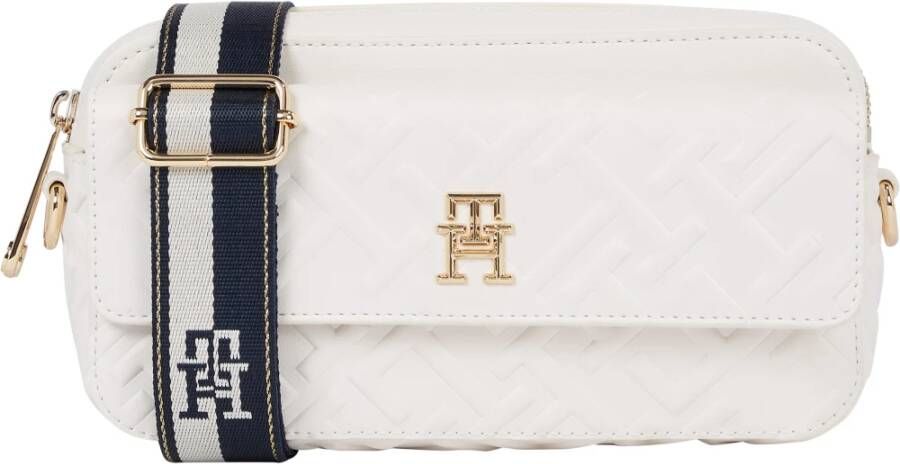 Tommy Hilfiger Witte Schoudertas Iconic Tommy Camera Bag Mono