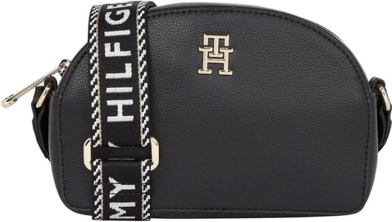Tommy Hilfiger Zwarte polyester handtas met verstelbare schouderband Black Dames