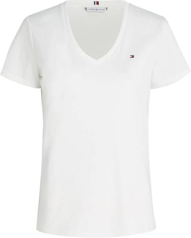 Tommy Hilfiger T-shirt SLIM CODY RIB V-NECK SS met een stijlvol logoborduursel