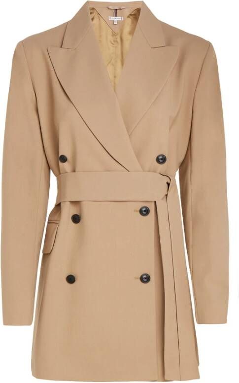 Tommy Hilfiger Double-Breasted Coats Beige Dames