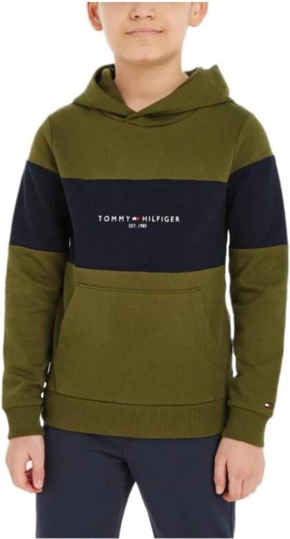 Tommy Hilfiger Groene Colorblock Sweatshirt voor Jongens Groen Heren