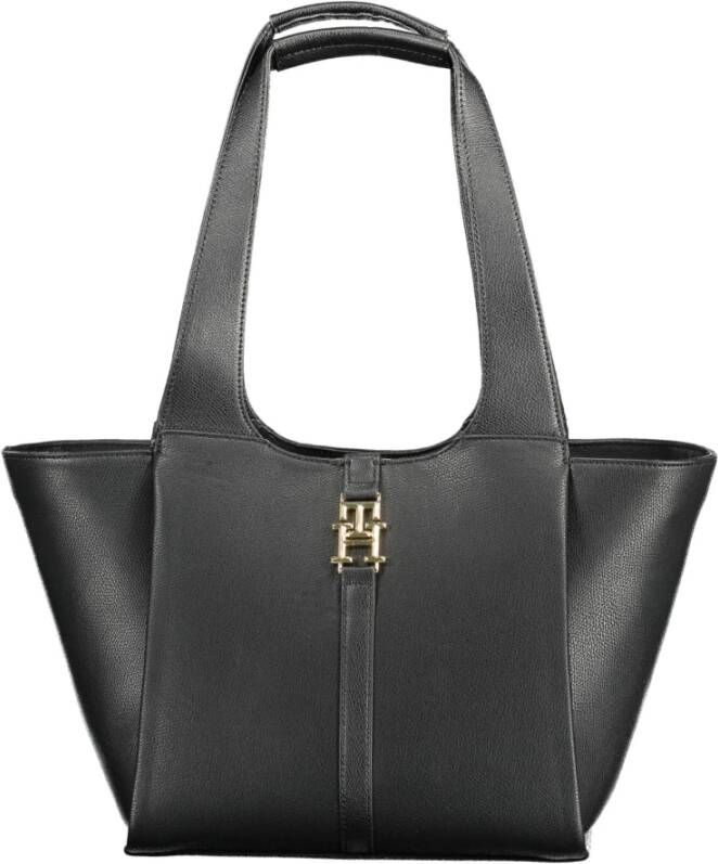 Tommy Hilfiger Zwarte Dames Schoudertas Contrast Details Black Dames