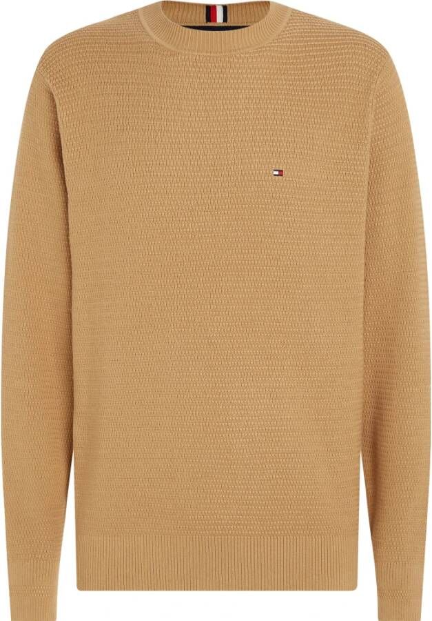 Tommy Hilfiger Beige Khaki Interlaced Structure Crewneck Pullover Beige Heren