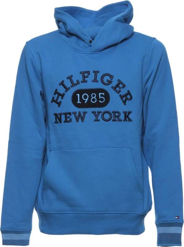 Tommy Hilfiger Cerulean Aqua Hoody met Geborduurd Logo Blue Heren