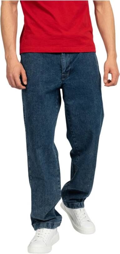 Tommy Hilfiger Heren Regular Fit Katoenen Jeans met Zichtbaar Logo Blue Heren