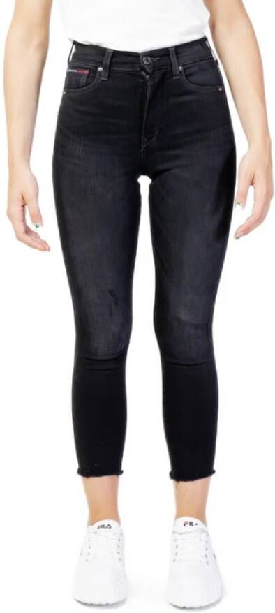 Tommy Jeans Zwarte Dames Jeans Ritssluiting en Knoopsluiting Black Dames