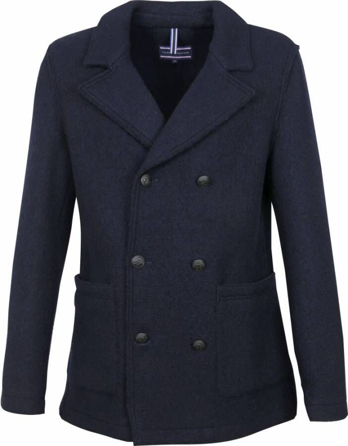 Tommy Hilfiger Knitted Pea Coat Donkerblauw Blauw Heren