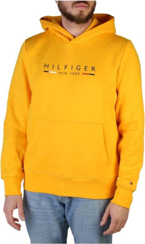 Tommy Hilfiger Heren Langarm Katoenen Sweatshirt met Vaste Capuchon Yellow Heren