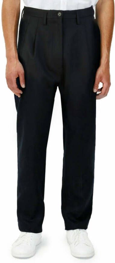 Tommy Hilfiger Effengekleurde wollen broek met knoop- en ritssluiting Blue Heren